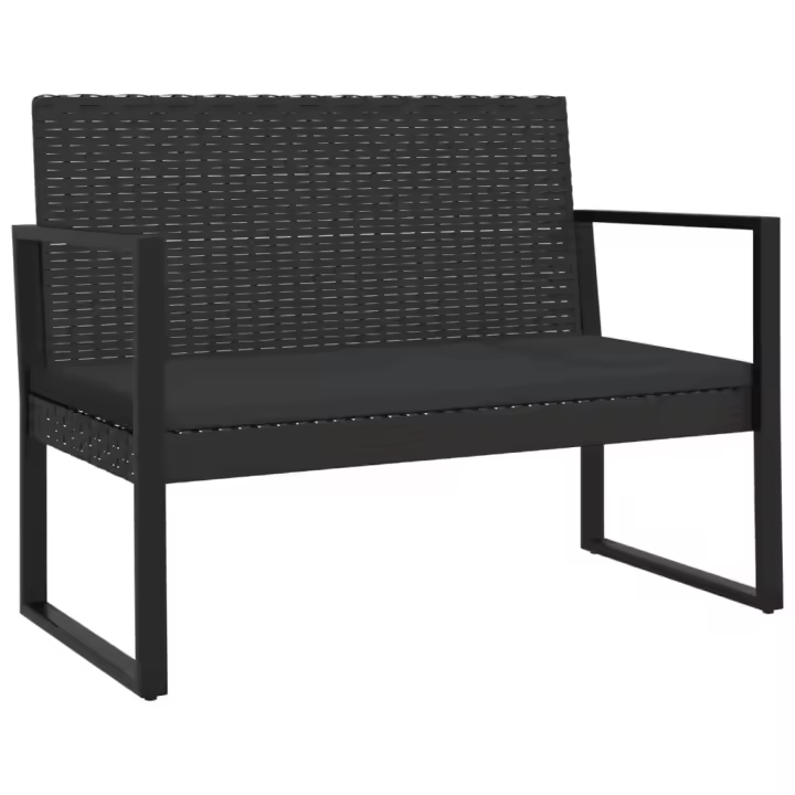 vidaXL Banco de jardín con cojines ratán sintético negro 106 cm - 1