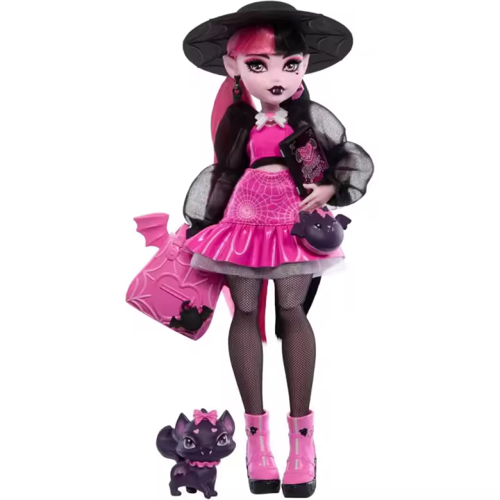 Draculaura Monster High muñeca articulada con Mascota Count Fabulous (Mattel HRP64) 27 centímetros - 1