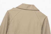 Chaqueta De Trench Corta Para Mujer Estilo Vintage Cuello Enrollado Manga Larga Abotonada Doble Botones Outerwear Chic Tops - details 6