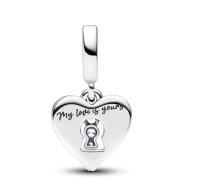 PANDORA Moments Dijes de Plata de Lei con diseño de Candado, Candado Corazón Doble Colgante, Comes con embalaje de Caja De Regno original. - details 0