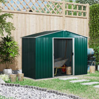Outsunny Caseta de Jardín de 3,6 m² 236x174x190 cm Cobertizo Exterior de Acero Galvanizado para Almacenar Herramientas con Puertas Correderas y 4 Ventanas para Terraza Patio - details 1