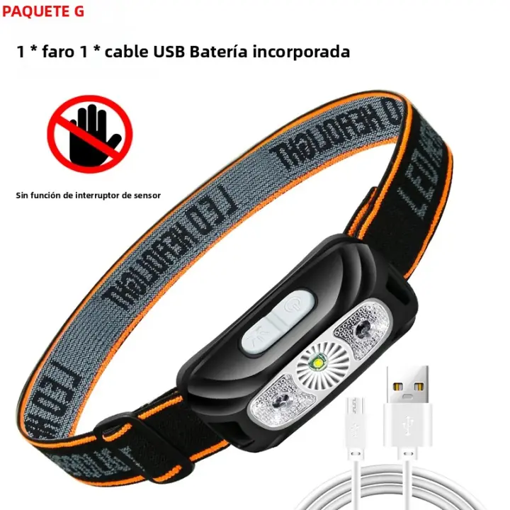 Linterna Frontal COB LED Recargable Mini Potente Con Sensor Para Pesca Y Camping Luz De Mano USB Impermeable Con Tres Modos De Iluminación - 1