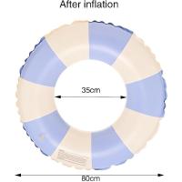¡Promoción de nuevo producto! Flotador inflable de alta calidad para adultos, boya de natación, boya inflable de PVC con rayas retro para piscina, color azul. - details 0