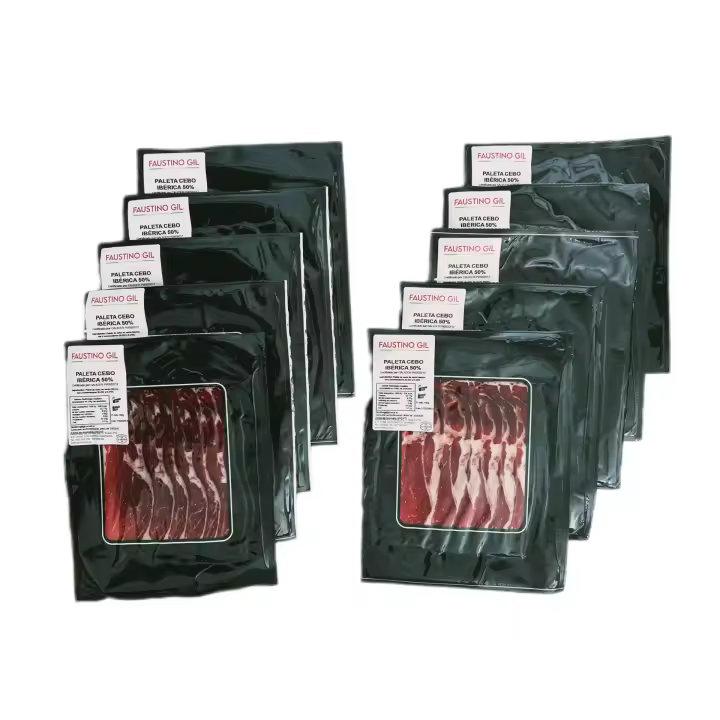 PALETA IBERICA CEBO 50% RAZA IBERICA LONCHEADA -10 Sobres de 100G - Elaboración tradicional - Ibéricos Faustino Gil - - 1