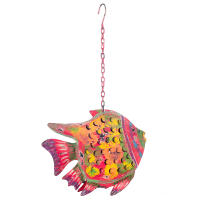 CAPRILO REGALOS & DECORACIÓN Figura Decorativa de Metal Colgante "Pez Multicolor- Portavelas". Adornos y Esculturas. Decoración Hogar Marino. Regalos Originales. 27 x 8 x 21 cm. - details 1