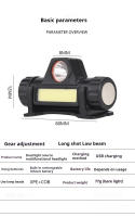 Linterna Frontal LED Recargable Para Pesca Y Camping Con Luz XPE COB Y Imán Fuerte Super Brillante Resistente Al Agua Para Exteriores - details 6