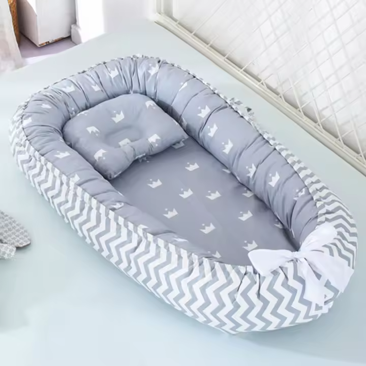 Cuna De Bebé Portátil 85x50cm Con Almohada Y Frontera De Seguridad Algodón Cradle Para Recién Nacidos Lounger Infantil Co-sueño Cuna De Bajo Peso - 1