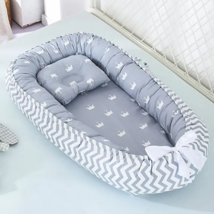 Cuna De Bebé Portátil 85x50cm Con Almohada Y Frontera De Seguridad Algodón Cradle Para Recién Nacidos Lounger Infantil Co-sueño Cuna De Bajo Peso - 1