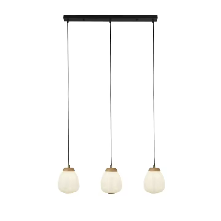 Ella Contemporary Chandelier Acero Blanco Cristal Negro 3 Luces E14 - 1
