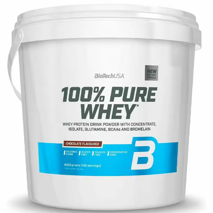 Biotech Usa 4kg 100% Pure Whey  - Proteína en Polvo con BCAA y Glutamina - Sin Gluten, Sin Aceite de Palma - 1