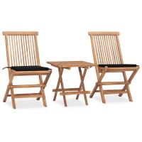 vidaXL Set comedor de jardín plegable 3 piezas madera de teca cojines en color Estampados cuadros grises/Antracita/Azul real y más | acolchados duraderos para sofás de jardín terraza exterior - details 8