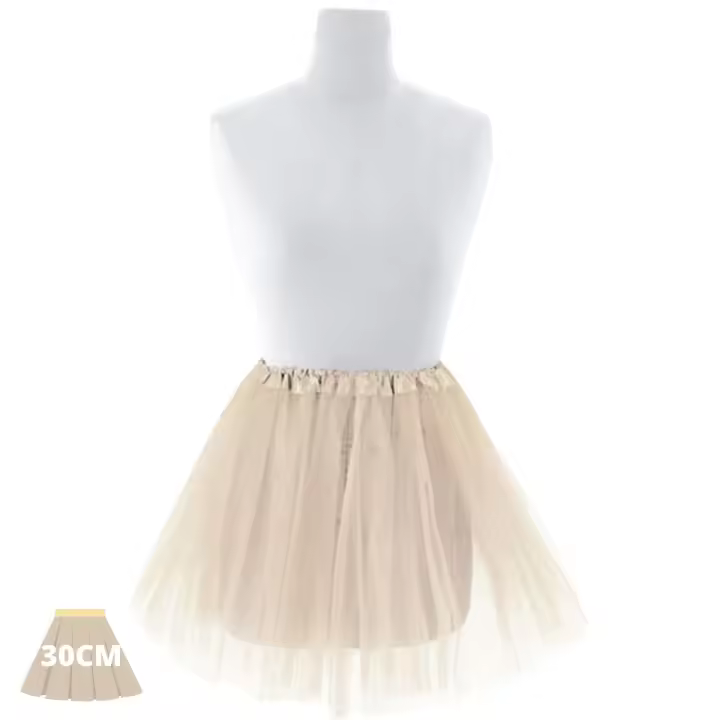 Festëën® Falda elástica crema - Tutú  Talla adulto (40cm) e infantil (30cm)  Complemento fiesta, carnaval, halloween - Festëën® - 1