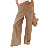 Pantalones Anchos Para Mujer Cintura Alta Elástica Trasera Negocios Casual Largo Pantalones Regulares De Pierna Recta Para Otoño/Invierno - details 6