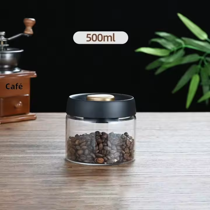 Juego De Botellas De Vidrio Para Almacenamiento De Café Té Y Dulces Con Tanque Aire Sujeto Tipo Presión Cierre Hermético Para Conservación De Frescura Capacidad De 500-1800ml - 1