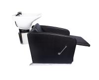 Lavacabezas de peluquería negro con reposapiernas y lavabo de cerámica blanca - details 3