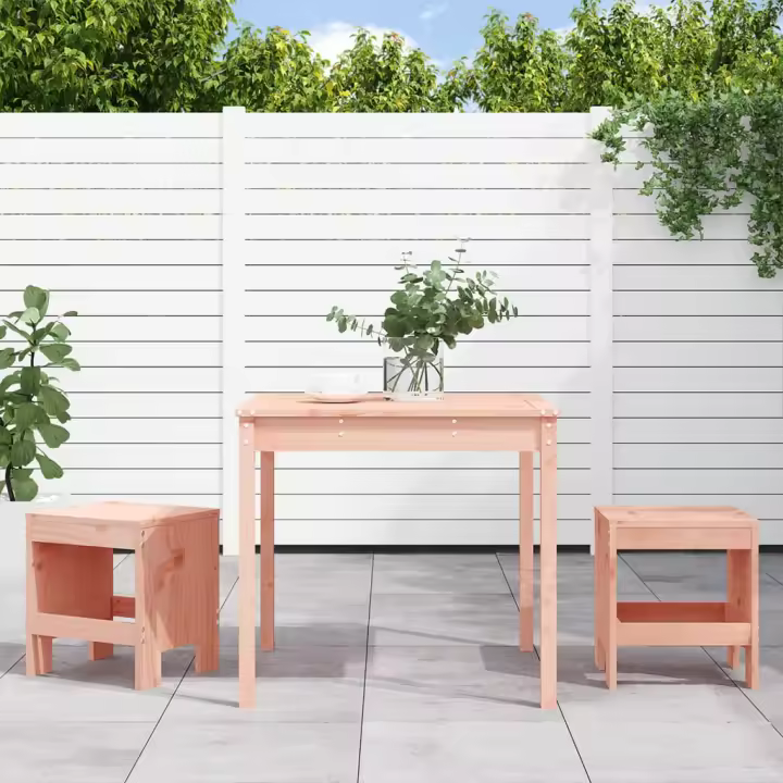 vidaXL Mesa y sillas de jardín 3 piezas madera maciza de en color Pino gris/Pino negro/Pino blanco y más | cómodas modernas ergonómicas para comedor cocina salón hogar - 1