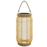 Outsunny Linterna de Jardín de Ratán Farola Solar de Exterior con Panel Solar Luces LED Encendido y Apagado Automático para Interior y Exterior Ø18x37 cm Arena - details 0