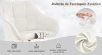 Silla Escritorio, Silla Oficina Giratoria, Taburete Terciopelo con Respaldo y Reposabrazos, Sillas Ergonomicas con Ruedas, Altura Regulable, Silla Tocador para Dormitorio, Rosa - details 1