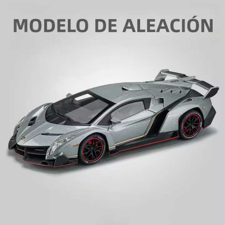 Coche Deportivo Diecast 1:24 Escala Veneno Modelo De Juguete Metálico Con Luces Y Sonido Puertas Abiertas Absorción De Choques Regalo De Colección - 1