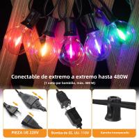 Cadena De Luces RGB 50FT Impermeable G40 Para Jardín Decoración De Navidad Colores Conectables Luz Colgante Para Exterior - details 3