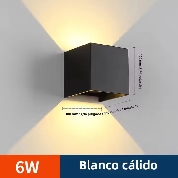 Lámpara De Pared LED 6W Resistente Al Agua Y Al Viento Blanco Frío Y Cálido Ángulo De Haz Ajustable Para Interior Y Exterior Material ABS - 1