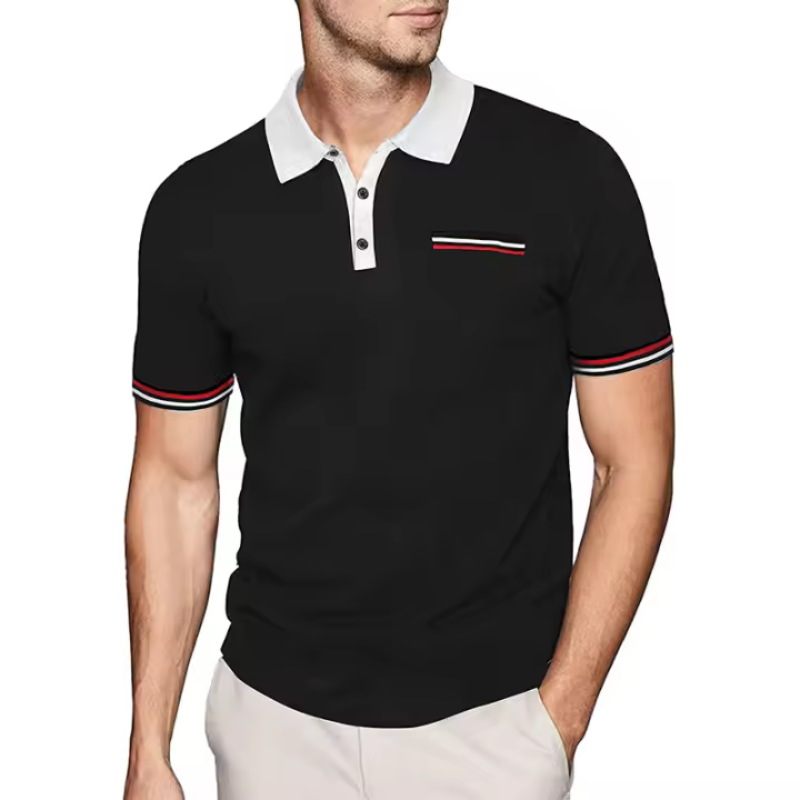 Camisa POLO para hombre, camiseta de solapa con Colores a juego, de moda, de talla grande para hombre - 1