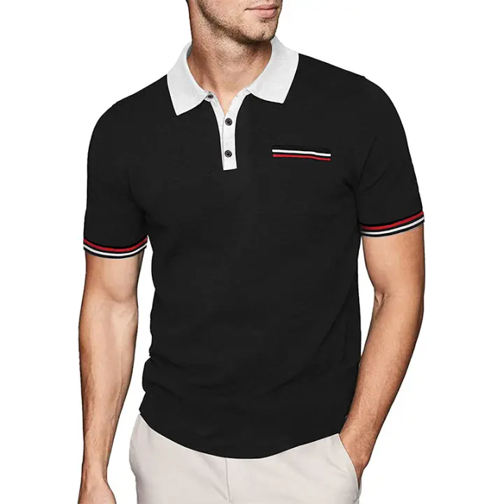 Camisa POLO para hombre, camiseta de solapa con Colores a juego, de moda, de talla grande para hombre - 1