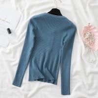Suéter De Punto Para Mujer Con Cremallera Estilizado De Otoño/invierno Cuello En V Manga Larga Suave Y Ajustado - details 2