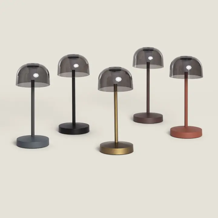 Lámpara de Mesa LED Portátil para Exterior Metal con Batería Recargable Lendora Smoke - 1