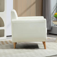 HOMCOM Sillón de Salón Butaca para Dormitorio Moderno 78 cm con Reposabrazos y Patas de Madera Sillón Pequeño para Oficina Sala de Estar Crema - details 3