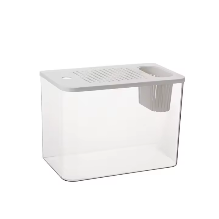 Acuario Transparente Con Tapa Y Resistentes a Caídas Para Peces Y Tortugas Material PET+ABS Decoración De Hydroponia Para El Hogar - 1