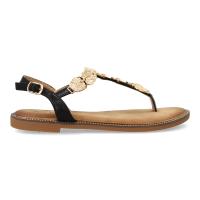 PuntoSalao Sandalias planas cómodas diseño brillante para mujer color negro TF5552 - details 1