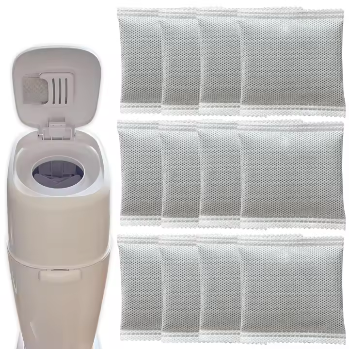 12 Pack Diaper Pail Odor Absorber Carbon Filter Refills for Playtex Diaper Genie Complete Pail, Odor Eliminator for Diaper Genie Systems - 1