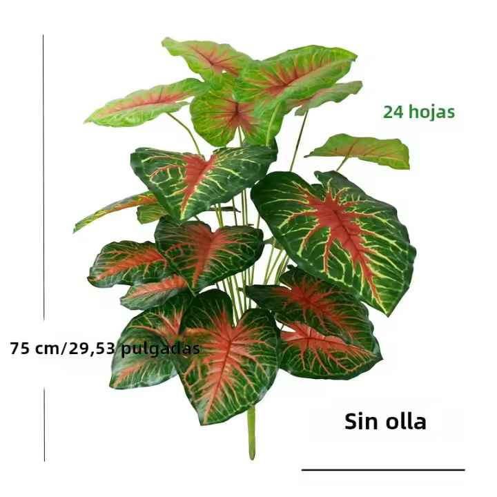 Planta Artificial De Monstera Grande 75cm Con 24 Hojas Falsas Para Decoración De Jardín Y Habitaciones Material Plástico - 1