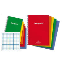 Tauro Pack de 8 Cuadernos A4 Cuadriculados - 80 Hojas, Espiral, Tapa Plastificada en Polipropileno - Papel de 90g - Variedad de Colores - details 1