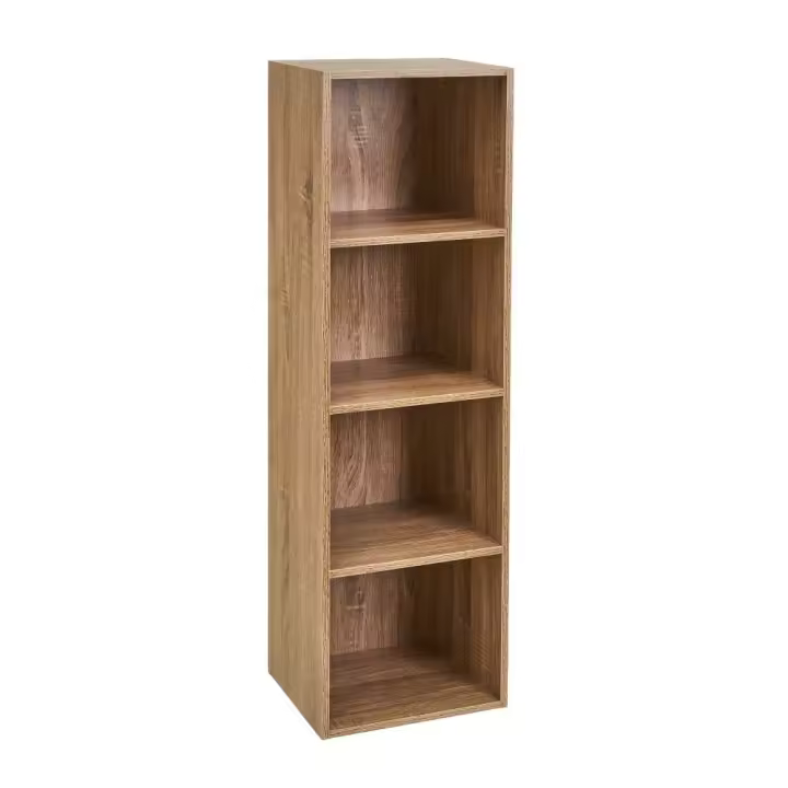 Estantería Cubo 4 estantes de tablero laminado marrón de 106x30 cm - 1