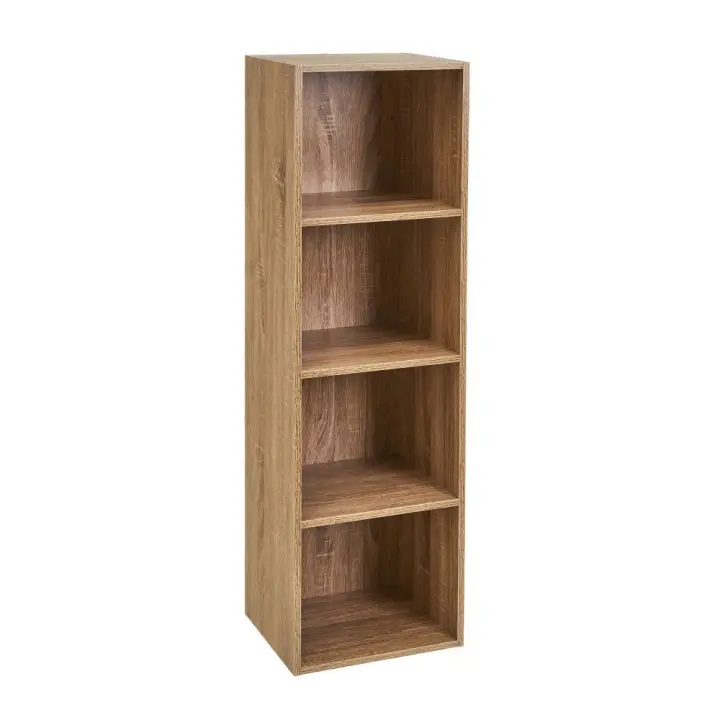 Estantería Cubo 4 estantes de tablero laminado marrón de 106x30 cm - 1