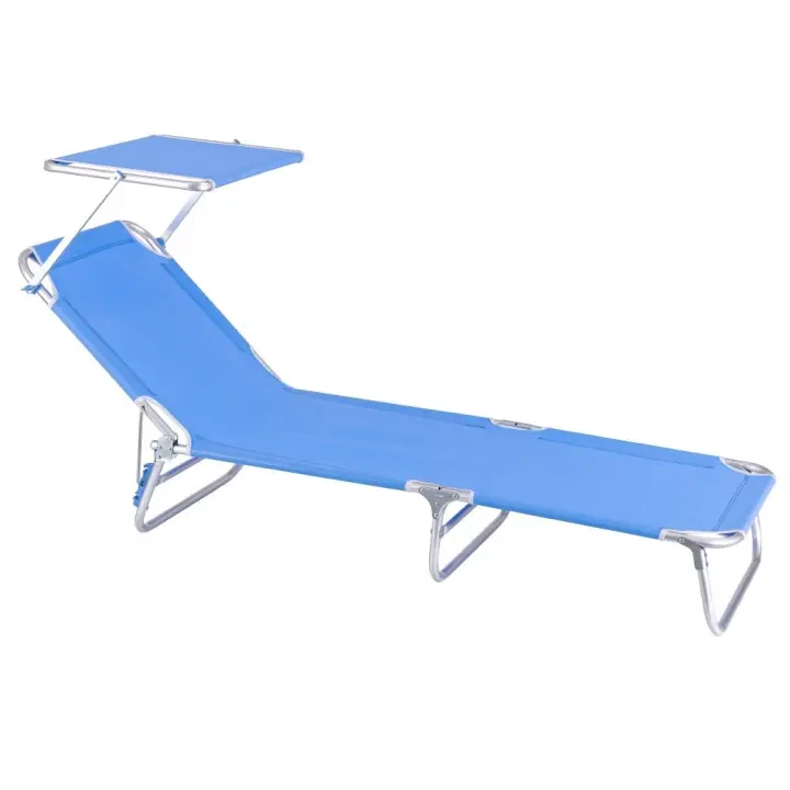 Tumbona playa con parasol, reclinable de 3 posiciones convertible en cama de aluminio LOLAhome - 1