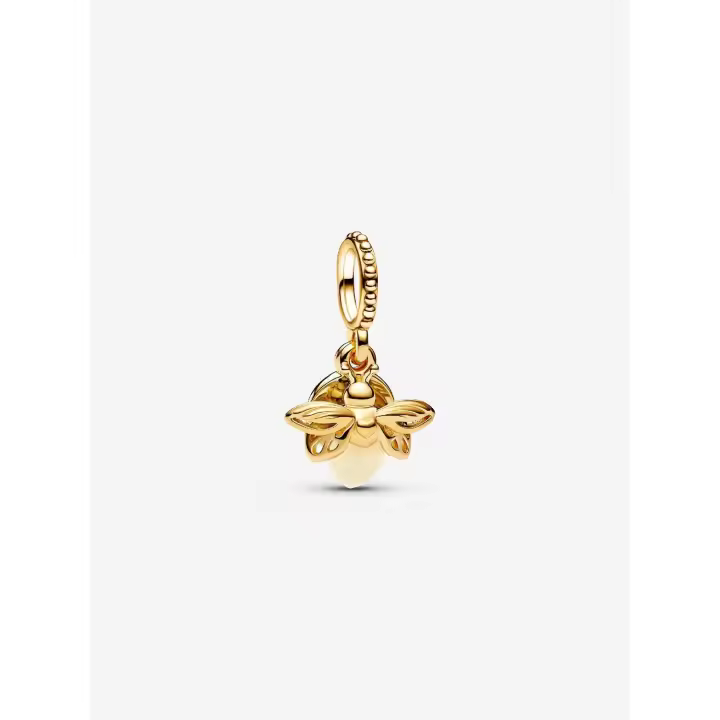 Pandora - Charm Colgante de luciérnaga que Brilla EN LA Oscuridad-Baño de Oro de 14K - 1