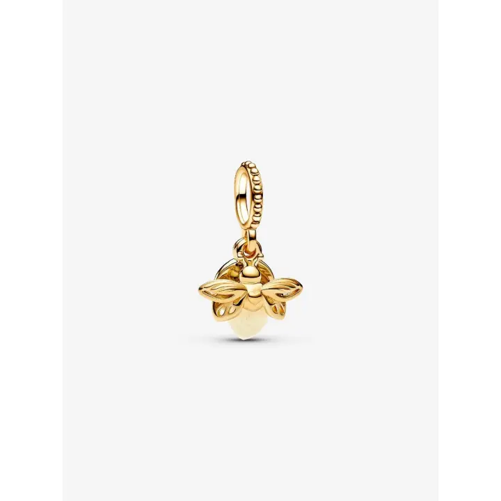 Pandora - Charm Colgante de luciérnaga que Brilla EN LA Oscuridad-Baño de Oro de 14K - 1