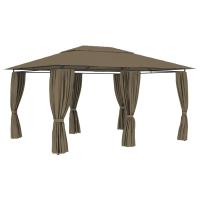vidaXL Carpa de Jardín con Cortinas Cenador de Fiestas Toldo Color Taupé,  Antracita, y mas - details 1