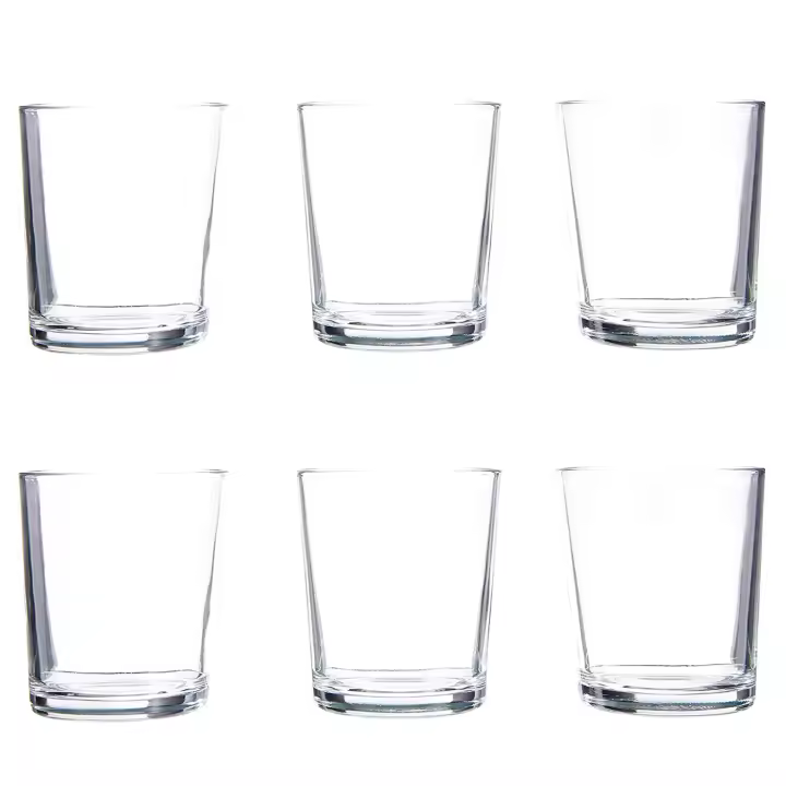 Tradineur - Set de 4 vasos de cristal 295 ml, modelo París, juego de vasos clásicos para agua, bebidas, 8 x 9 cm, resistentes, ligeros, aptos para lavavajillas - 1