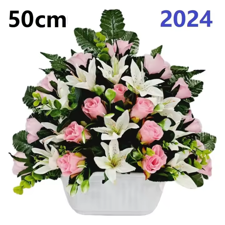 Flores para santos,flores duraderas para cementerio,flores artificiales para cementerio,flores para todos los santos,centro de flores para cementerio,Flores Artificiales de Tela,ANCHO 50CM ,ALTO 40CM,PERSONALIZAR COLOR Y MEDIDA,CONTACTO CON NOSOTROS FESPU - 1