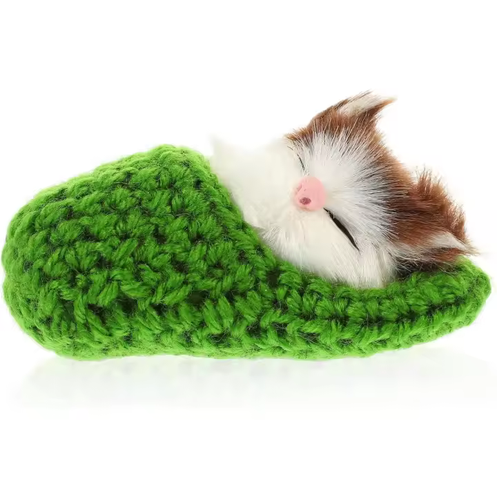 Juguete para dormir gato pequeño gato peluche animal de peluche gatito con sonido de meows (color aleatorio gato en zapatilla) - 1