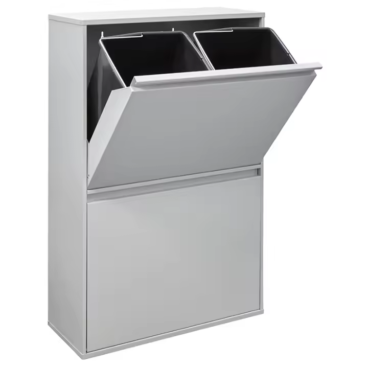 ARREGUI Cubo de Basura y Reciclaje de Acero de 4 Compartimentos | Cubos de Basura de Cocina | Contenedores de Reciclaje para Casa u Oficina | 4x17L (68L) - 1