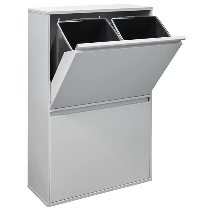 ARREGUI Cubo de Basura y Reciclaje de Acero de 4 Compartimentos | Cubos de Basura de Cocina | Contenedores de Reciclaje para Casa u Oficina | 4x17L (68L) - 1