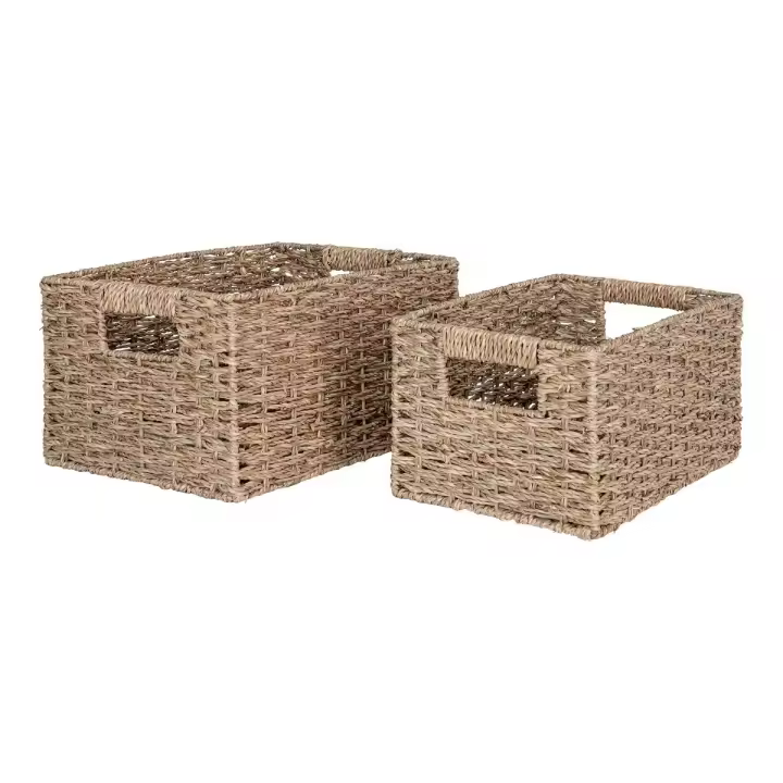 Juego de 2 Cestas de Almacenamiento Venoso, Hierba Marina, Marrón, 35x24x18 cm - 1