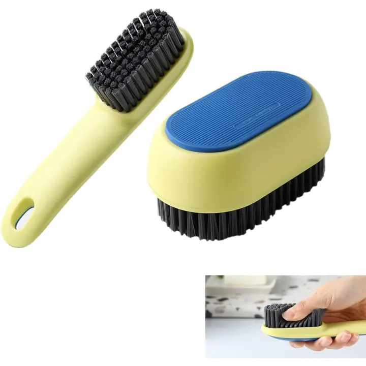 Paquete de 2 cepillos de limpieza, cepillo de cerdas suaves, cepillo para fregar ropa, cepillo para fregar ropa para el hogar, cepillo para fregar ropa, zapatos, zapatillas, portátil, plástico suave - 1