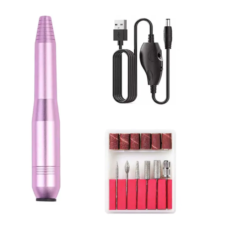 Kit De Lima de uñas profesional Eléctrica compacta para uñas acrílicas, uñas de gel, herramientas de Pulido de manicura y pedicura (Rosa estándar) - 1