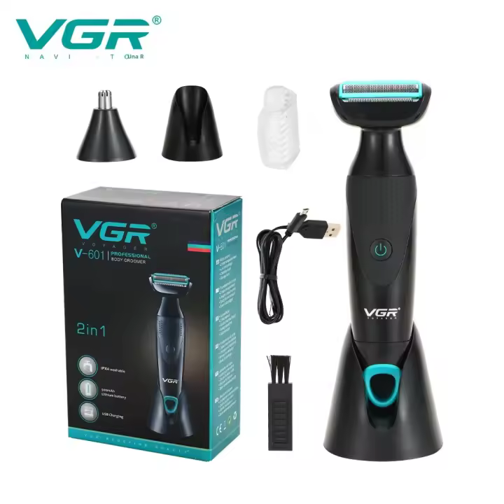 Afeitadora Eléctrica Retro VGR Para Hombres Multifuncional 2 En 1 Afeitadora Y Limpieza Nariz Y Cabello IPX4 Recargable Universal 100-240V - 1